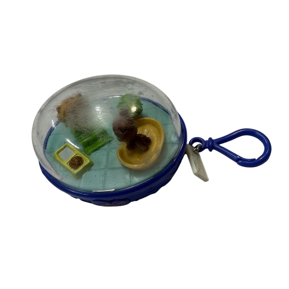 Littlest Pet Shop Vintage Blue Clip On Dome Keychain Miniature Pets Toy